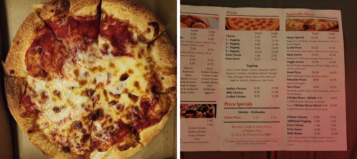 Thompson House of Pizza Menu